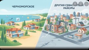Иллюстрация с картой районов Севастополя для сравнения доходности индивидуального жилищного строительства в недвижимости